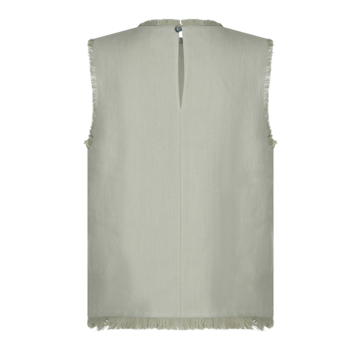 GREEN VISCOSE AND LINEN BLEND TOP