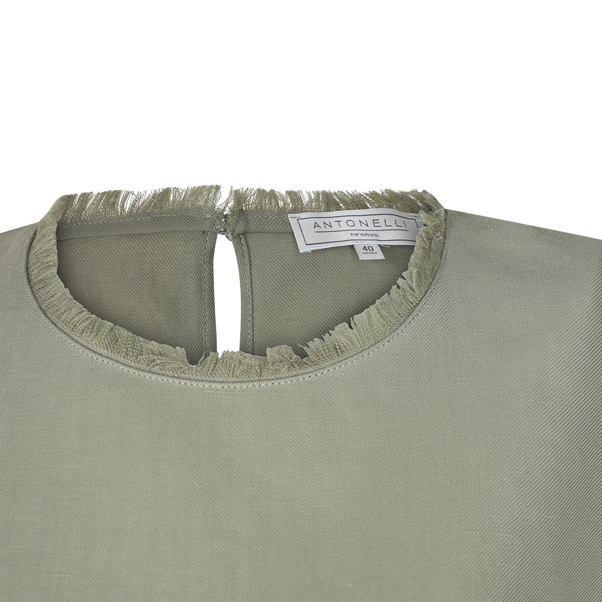 GREEN VISCOSE AND LINEN BLEND TOP