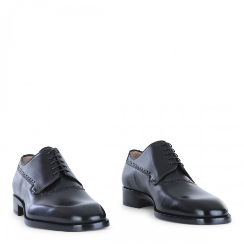 BLACK LEATHER LACE UP SHOES 2