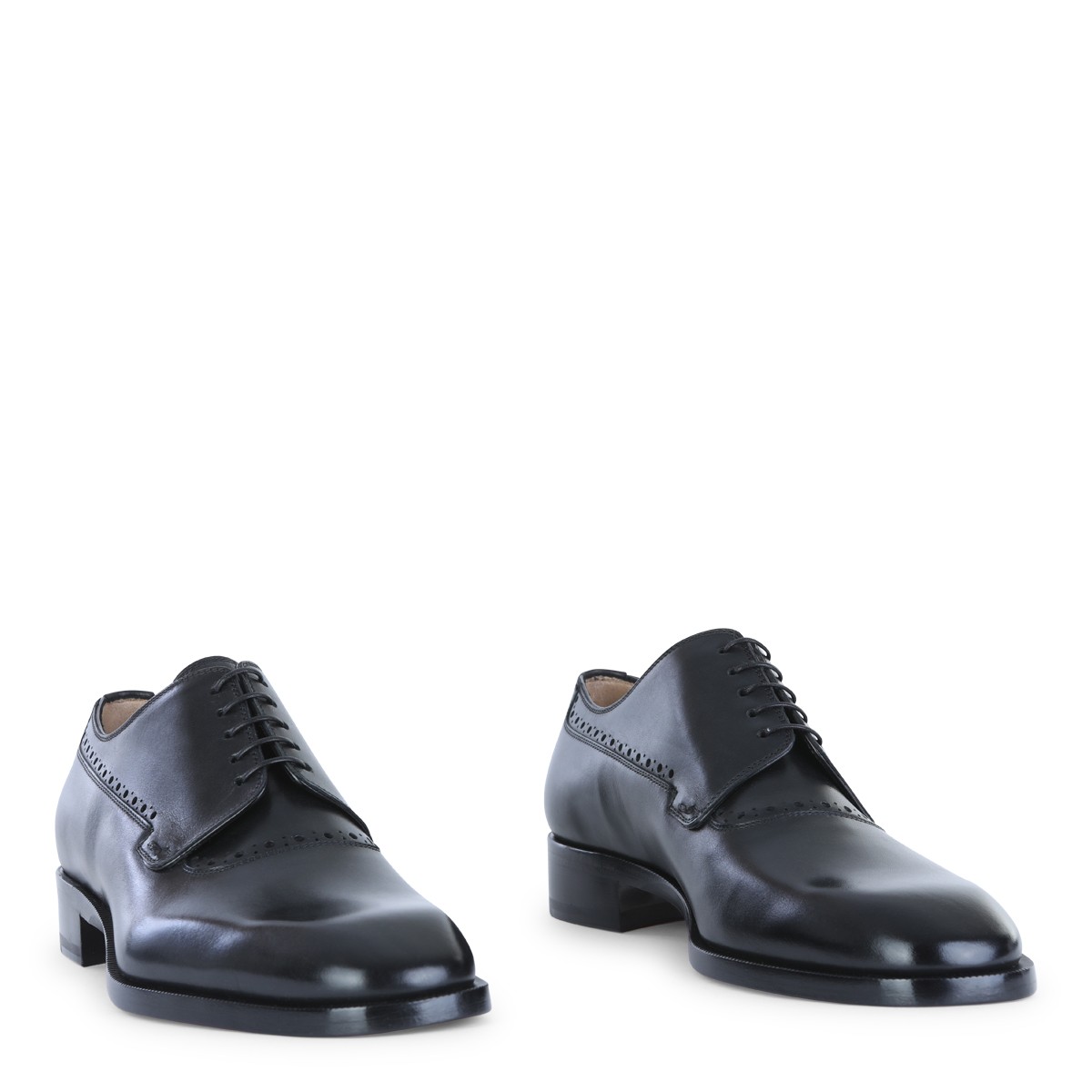 BLACK LEATHER LACE UP SHOES