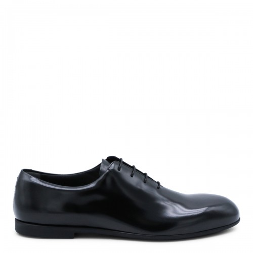 BLACK LEATHER LACE UP SHOES