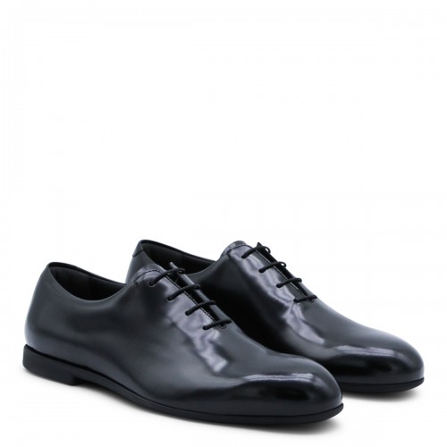 BLACK LEATHER LACE UP SHOES