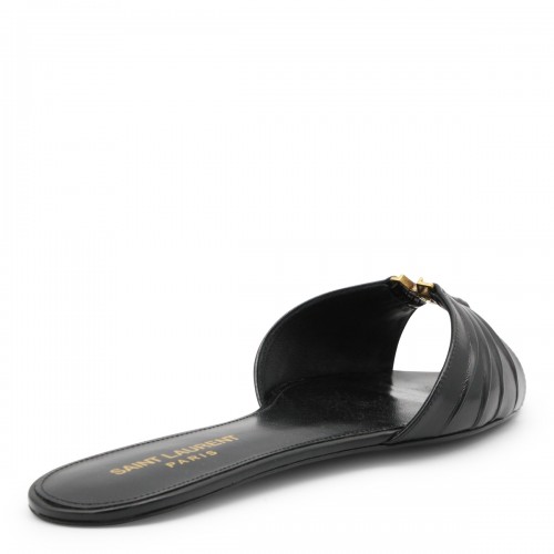 BLACK LEATHER FLATS