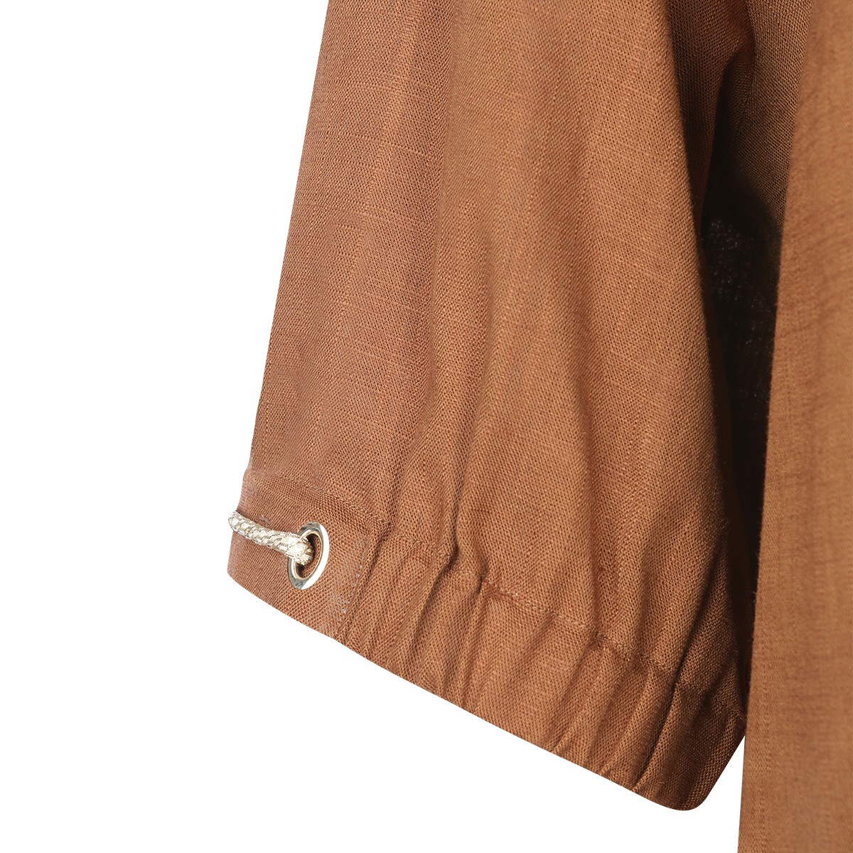 BROWN VISCOSE AND LINEN SHIRT