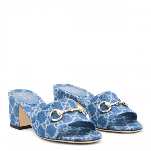 BLUE COTTON DENIM SANDALS 2