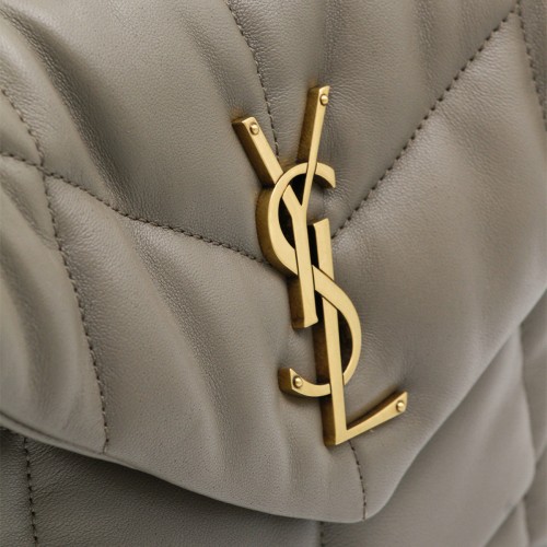 TAUPE LEATHER LOULOU PUFFER SMALL SHOULDER BAG