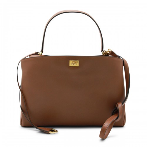 BROWN RODEO M LEATHER TOP HANDLE BAG