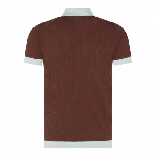 BROWN AND LIGHT BLUE COTTON POLO SHIRT