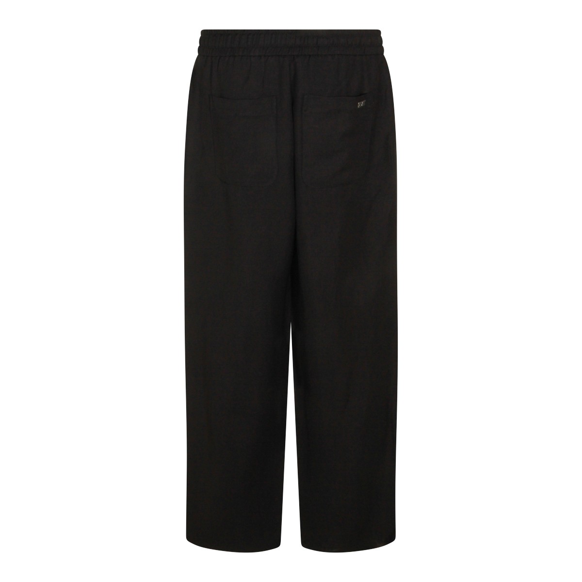BLACK VISCOSE LINEN BLEND PANT
