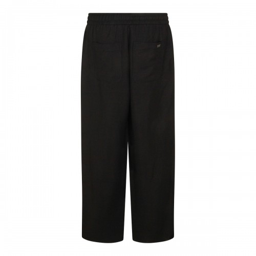 BLACK VISCOSE LINEN BLEND PANT