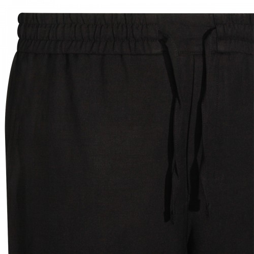 BLACK VISCOSE LINEN BLEND PANT