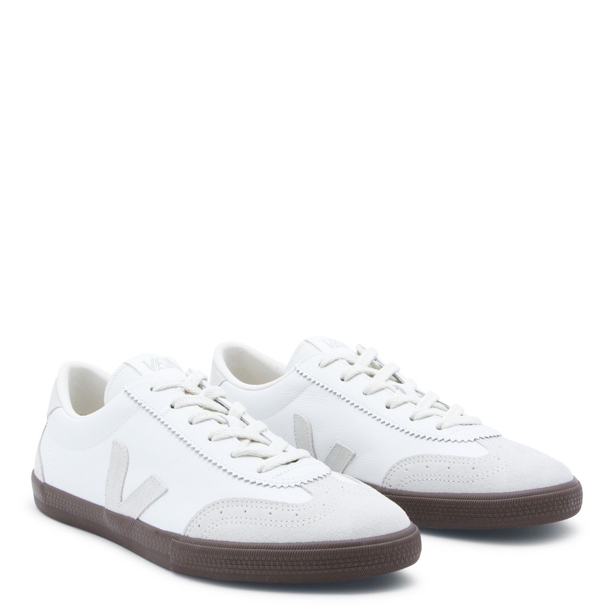 WHITE AND NATURAL VOLLEY SNEAKERS