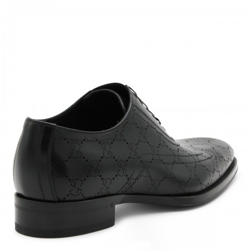 BLACK LEATHER LACE UP SHOES