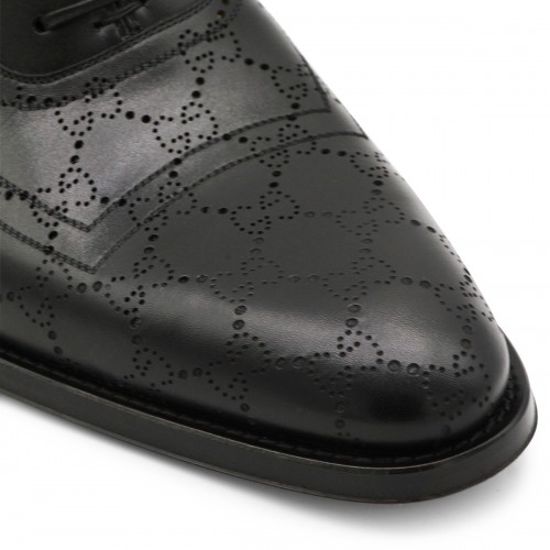 BLACK LEATHER LACE UP SHOES