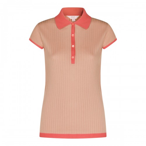 NUDE AND PINK COTTON POLO SHIRT