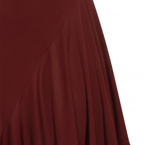 BORDEAUX VISCOSE ASYMMETRIC MID DRESS