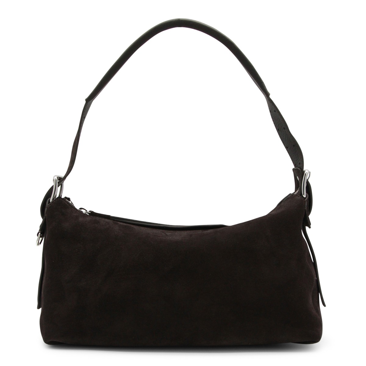DARK BROWN LEATHER BAGUETTE SHOULDER BAG