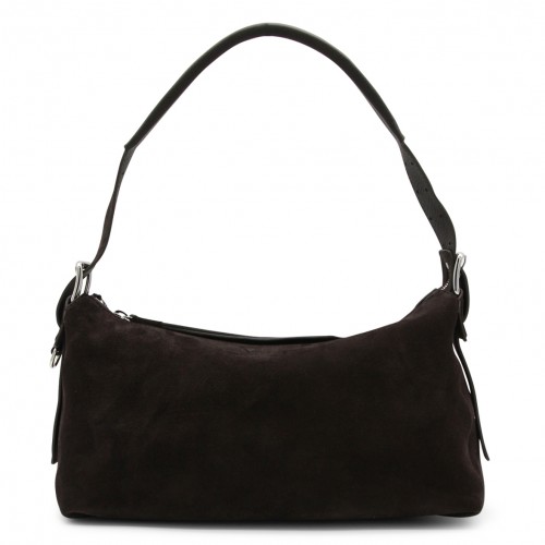 DARK BROWN LEATHER BAGUETTE SHOULDER BAG