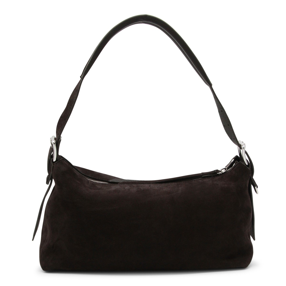 DARK BROWN LEATHER BAGUETTE SHOULDER BAG