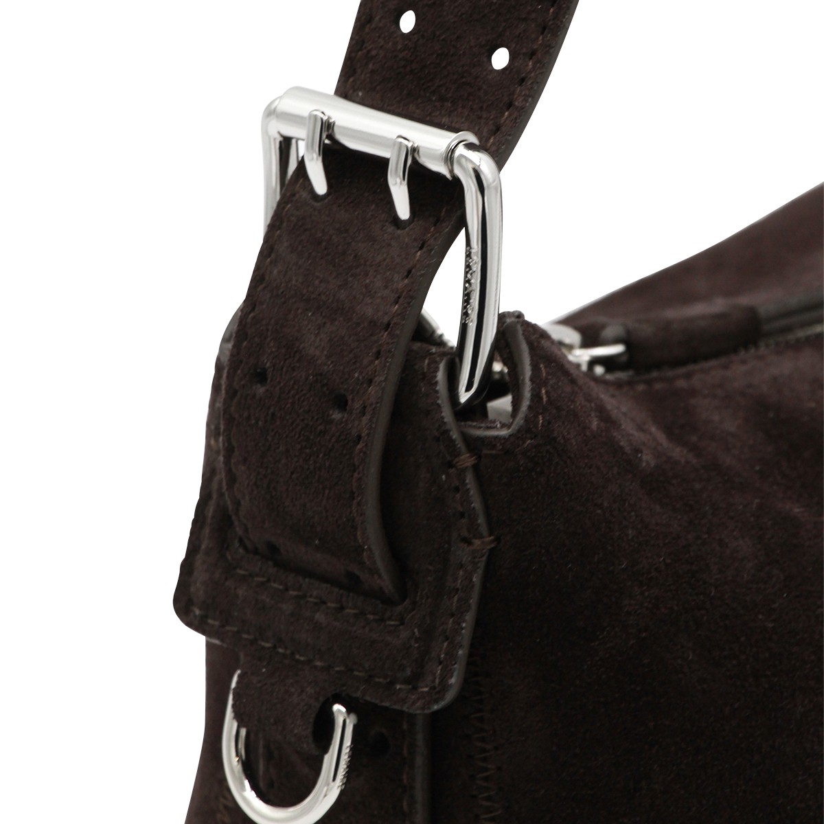 DARK BROWN LEATHER BAGUETTE SHOULDER BAG