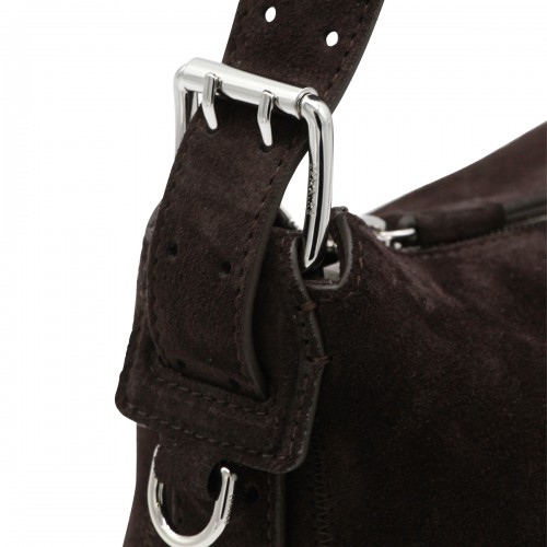 DARK BROWN LEATHER BAGUETTE SHOULDER BAG