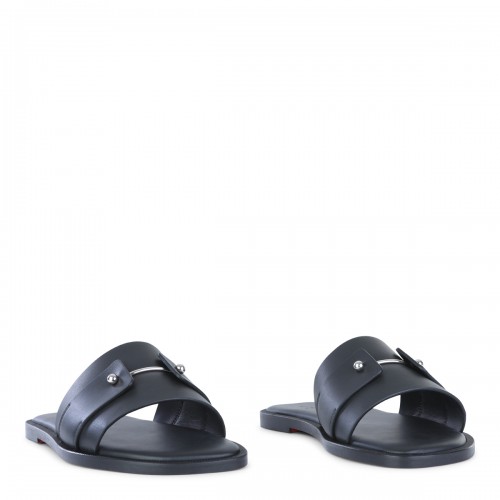 BLACK LEATHER CHAMBELIMULY FLATS