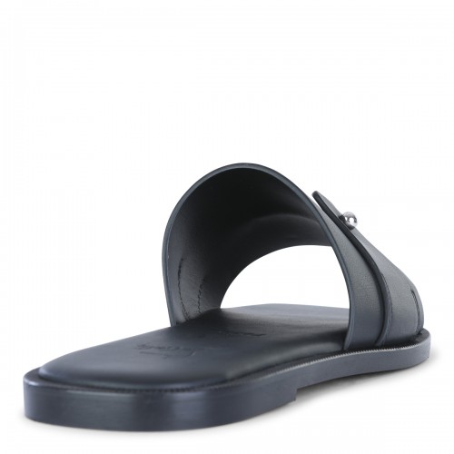 BLACK LEATHER CHAMBELIMULY FLATS