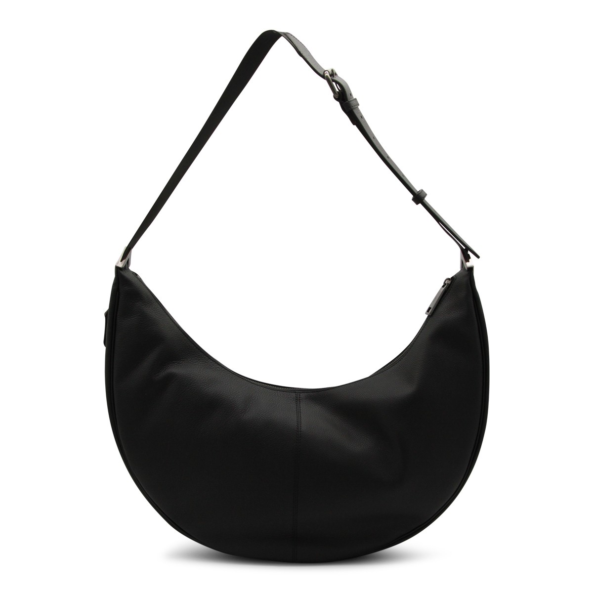 BLACK LEATHER MELON LARGE SHOULDER BAG