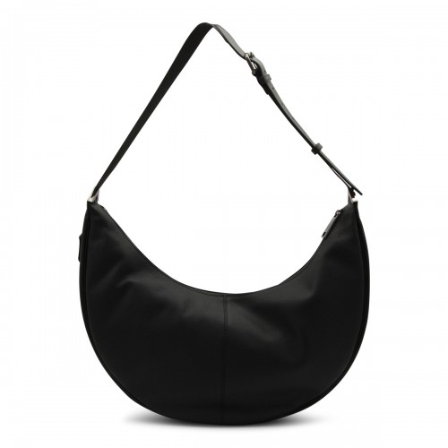 BLACK LEATHER MELON LARGE SHOULDER BAG