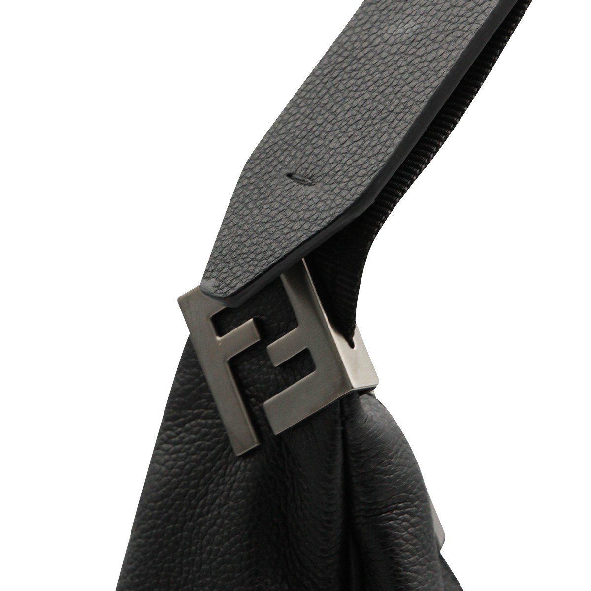 BLACK LEATHER MELON LARGE SHOULDER BAG