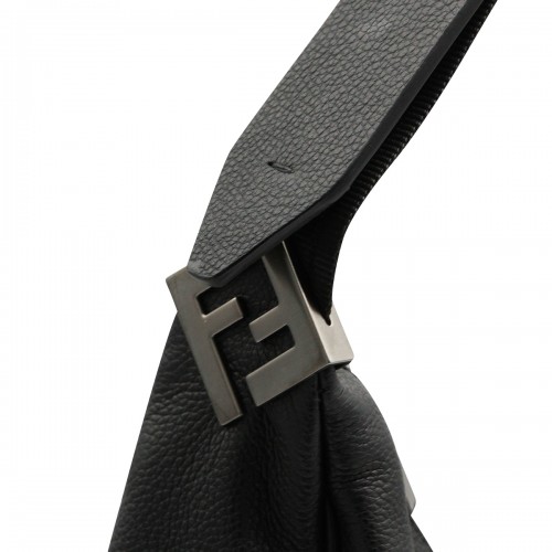 BLACK LEATHER MELON LARGE SHOULDER BAG