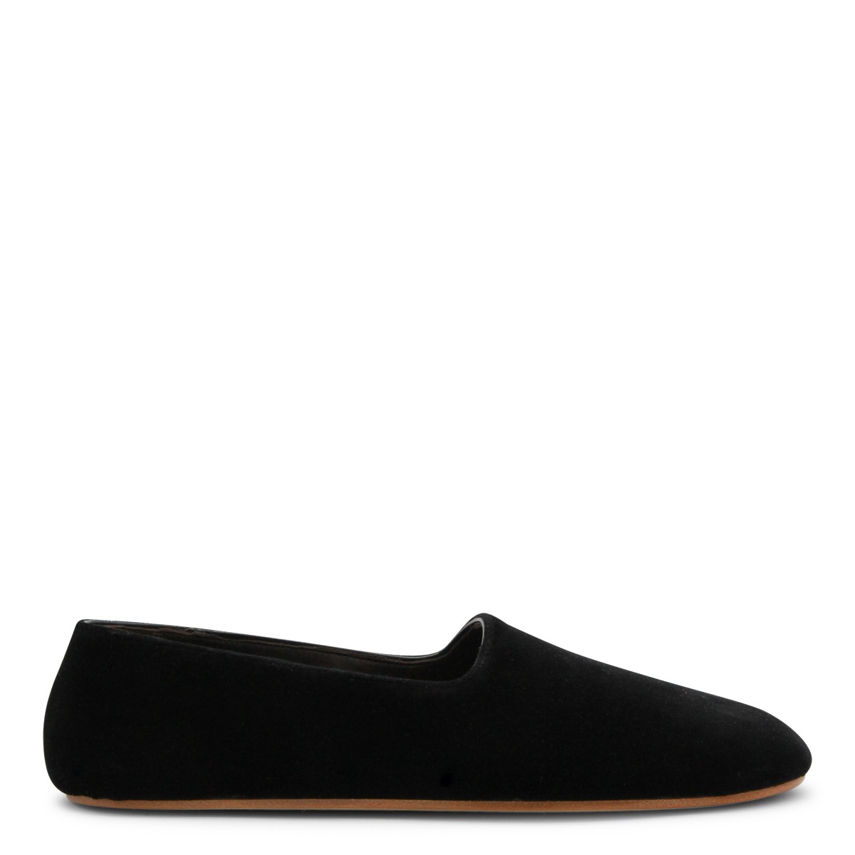 BLACK LEATHER PONTI FLATS