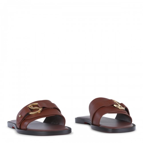 BROWN LEATHER HER IN ROMA FLATS