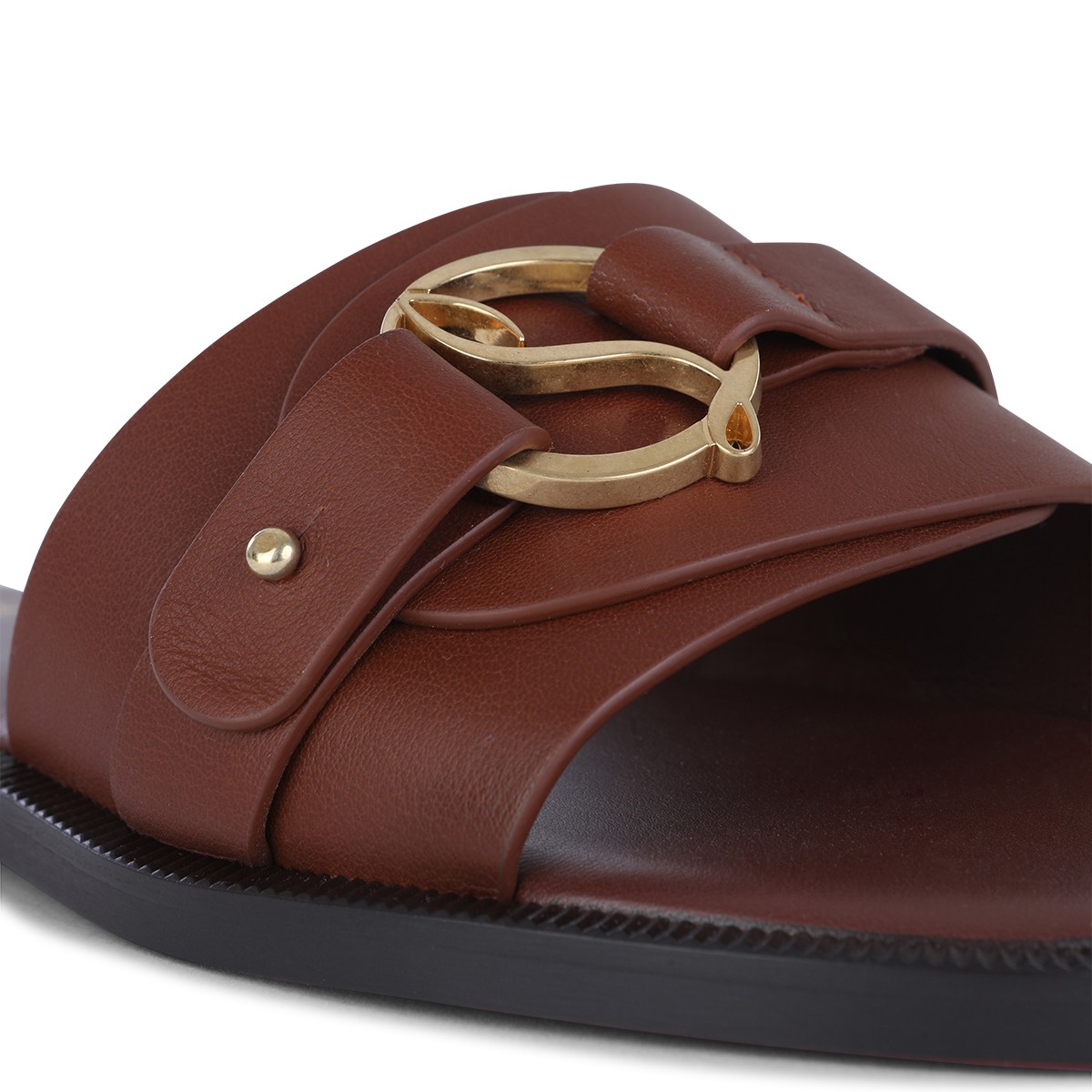 BROWN LEATHER HER IN ROMA FLATS