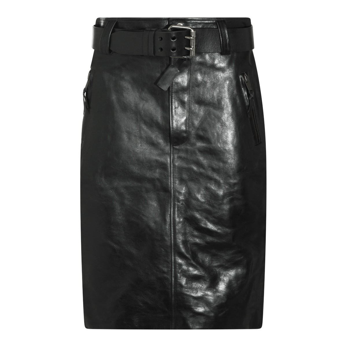 BLACK LEATHER SKIRT