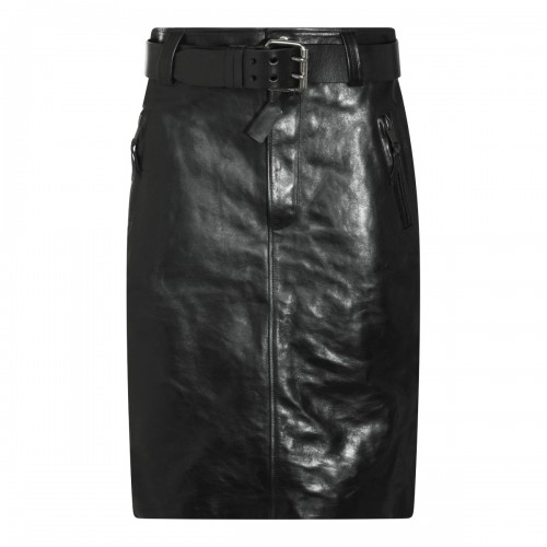 BLACK LEATHER SKIRT