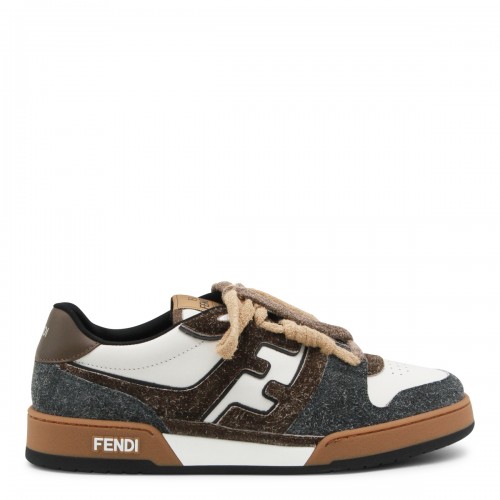 WHITE AND BROWN LEATHER...