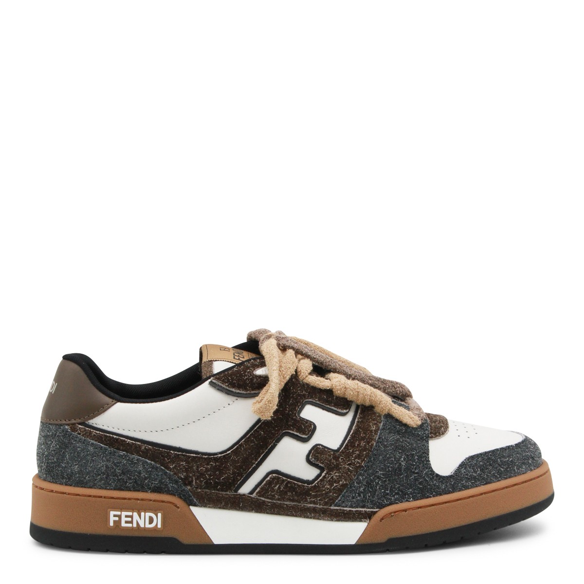 WHITE AND BROWN LEATHER MATCH SNEAKERS