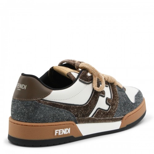 WHITE AND BROWN LEATHER MATCH SNEAKERS