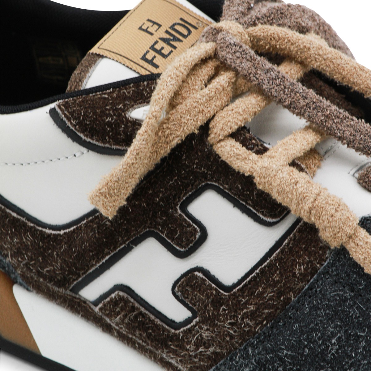 WHITE AND BROWN LEATHER MATCH SNEAKERS