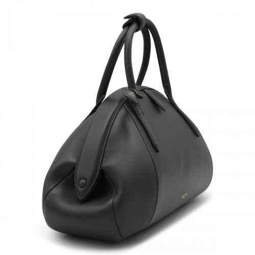 BLACK LEATHER PURSE TOP HANDLE BAG