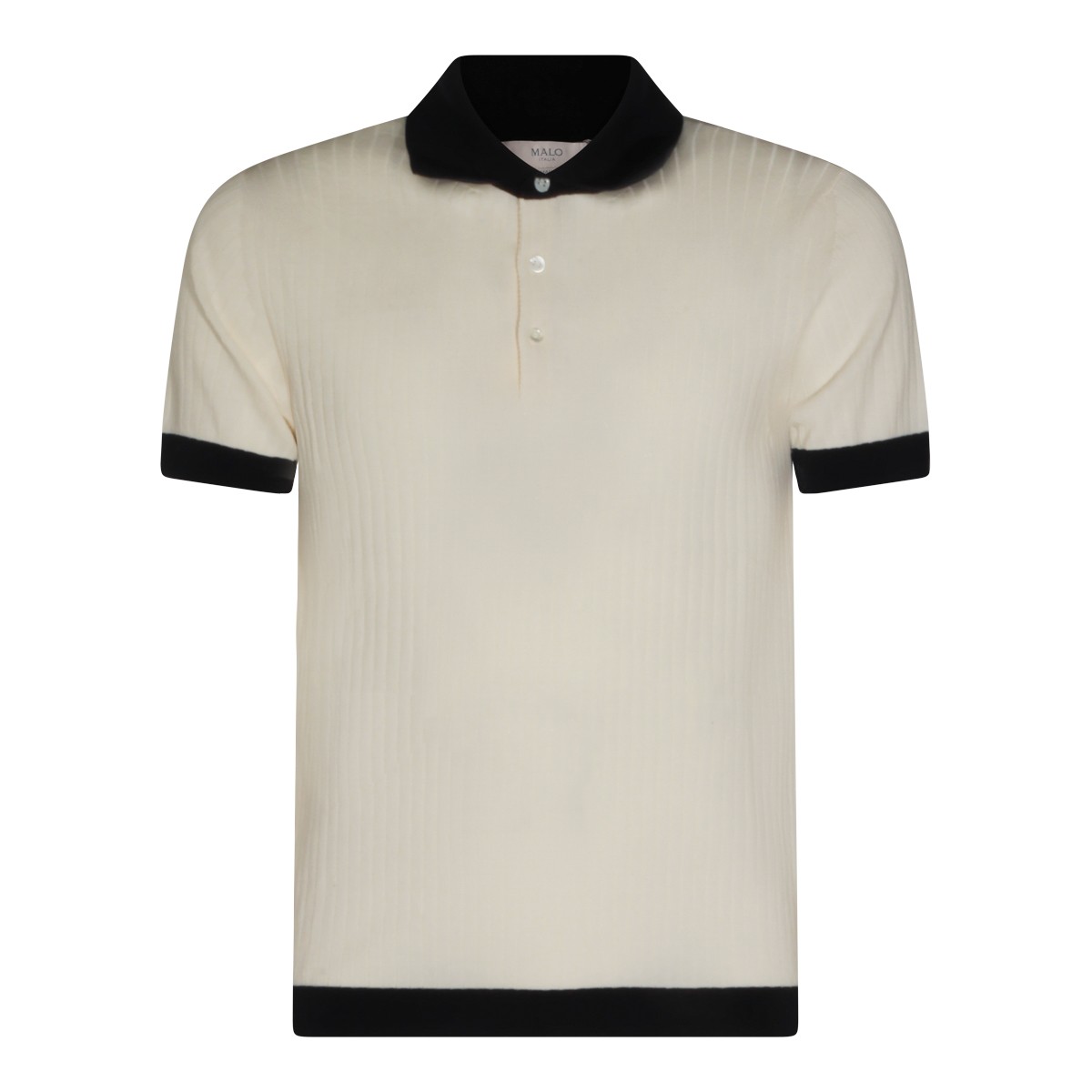 WHITE AND BLACK COTTON POLO SHIRT