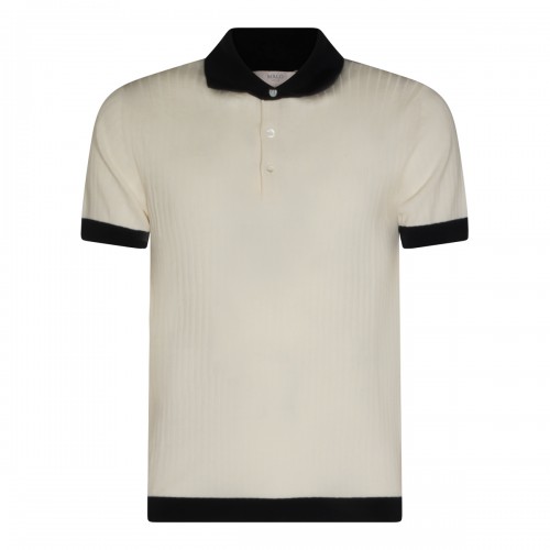 WHITE AND BLACK COTTON POLO SHIRT