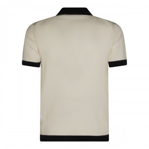 WHITE AND BLACK COTTON POLO SHIRT