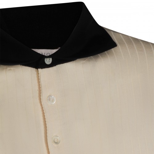 WHITE AND BLACK COTTON POLO SHIRT