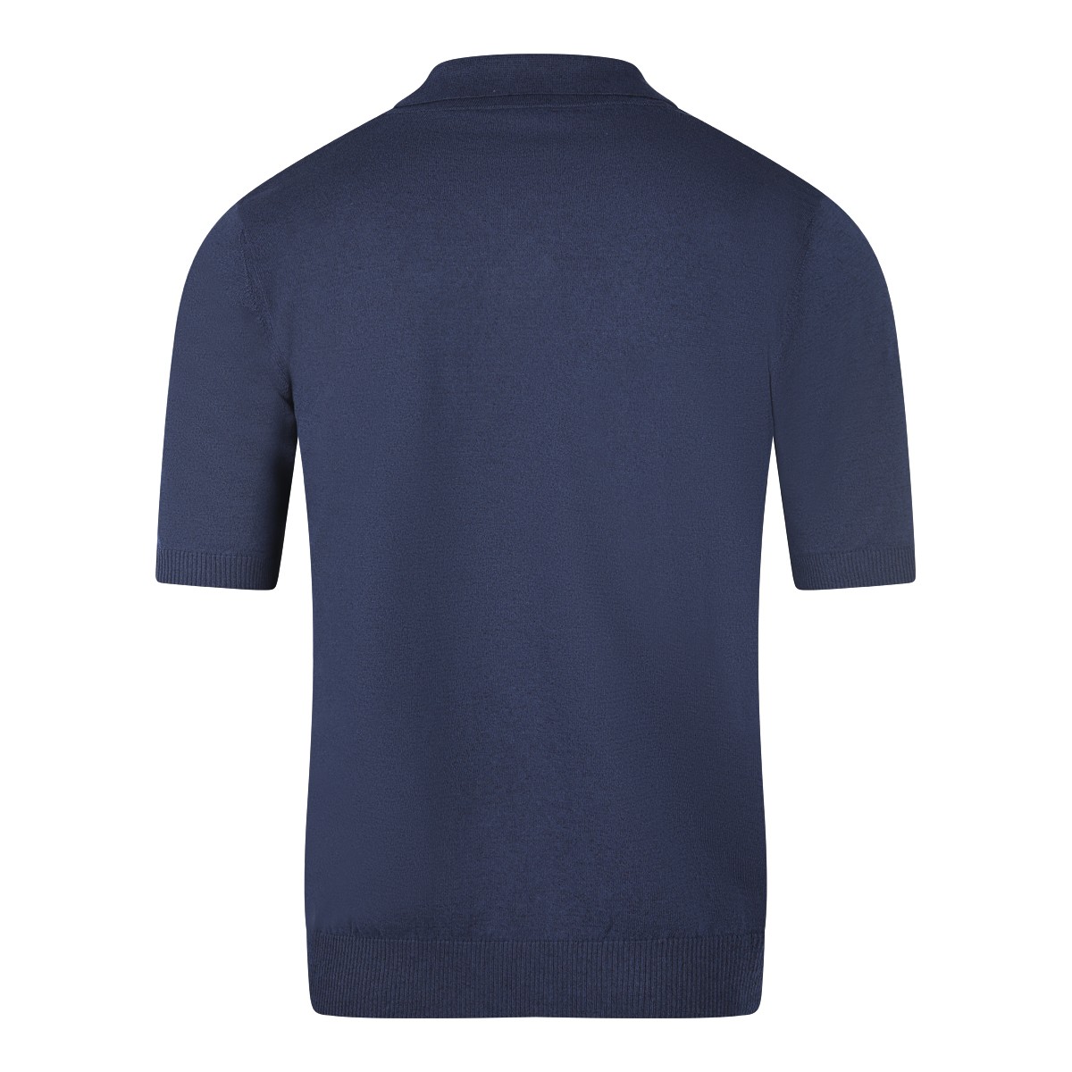 NAVY LINEN COTTON BLEND POLO SHIRT