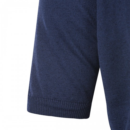 NAVY LINEN COTTON BLEND POLO SHIRT