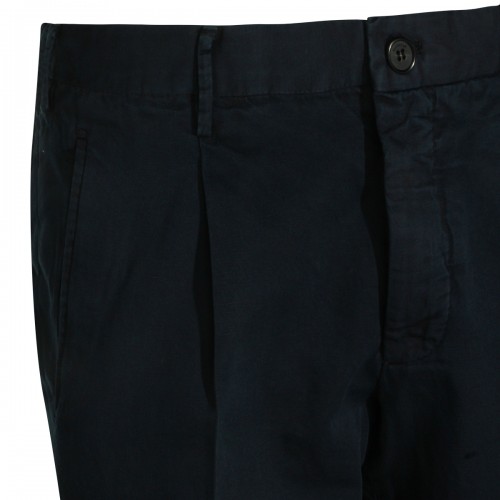 NAVY COTTON LINEN BLEND PANT