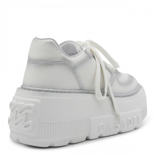 WHITE AND SILVER LEATHER SNEAKERS