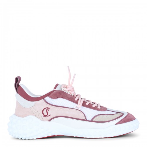WHITE AND PINK LEATHER MARA SNEAKERS